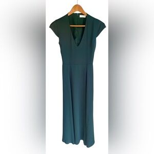 Babaton Aritzia Dress 2 Hamptons Dark Green V-Neck Fall Slit Party Gala Wedding
